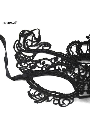 Венеціанська маска корона на очі мереживна чорна No Brand (316636037)