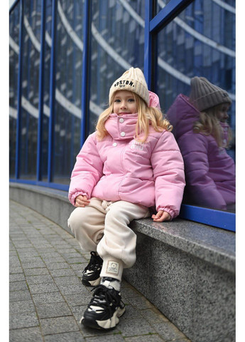 Розовая зимняя куртка зимняя детская popluzhnaya