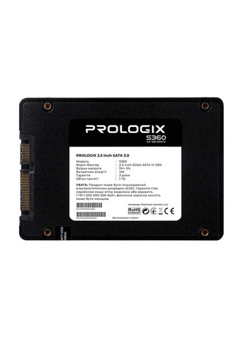 Накопичувач SSD 1TB S360 2.5" SATAIII 3D TLC (PRO1000GS360) Prologix (336959638)