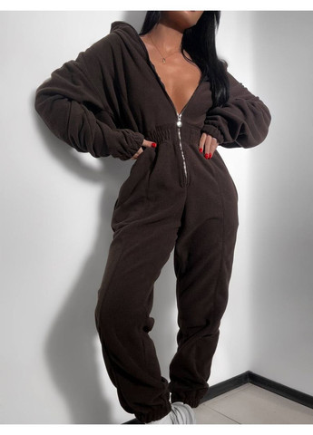Комбінезон з двостороннього флісу – ЗАМІРИ В ОПИСІ DK/DL Мода без кордонів однотонний коричневий повсякденний фліс