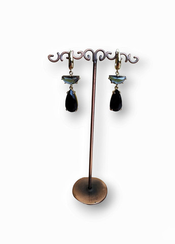 Лаконічні вечірні сережки з кришталевими підвісками чорного кольору (Sb-0051) Ksenija Vitali (290187208)