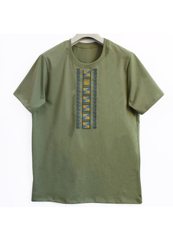 вышитая мужская хаки, украинская национальная футболка, украинская футболка флаг, 54 хлопок (301065398)