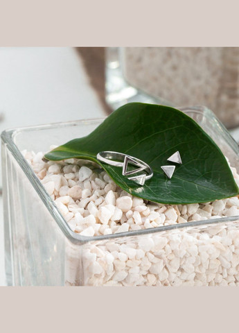 Серебряное кольцо два Треугольники без камней на верхнюю фалангу Каштан (342334735)