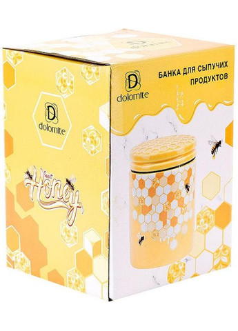 Керамическая банка Sweet Honey 650мл для сыпучих продуктов желтая контейнер для хранения специй и сахара Bona (368977748)
