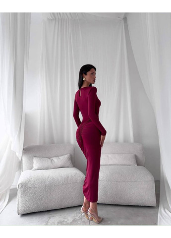 Бордова святковий жіночна максі-сукня з драпіруваннями — заміри в описі силуетна DK/DL Мода без кордонів однотонна