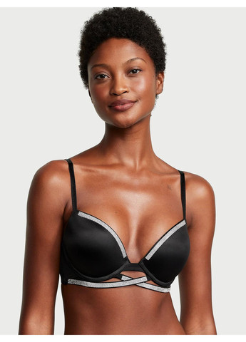 Черный комплект женского белья very sexy shine black (лиф 36c + трусики cheeky m) Victoria's Secret