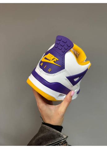 Білі Осінні кросівки чоловічі nike air jordan retro 4 lakers найк аір джордан No Brand