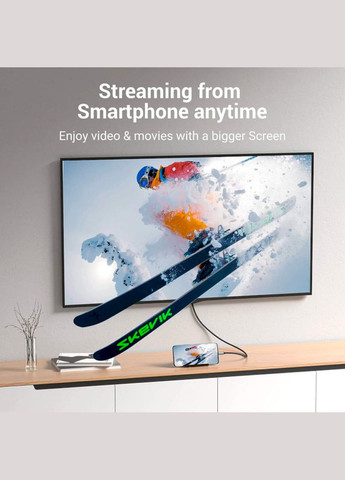 Кабель Cotton Braided USB-C to HDMI Cable 1.5M Black Aluminum Alloy Type Vention (340277776)