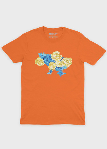 Оранжевая мужская футболка с патриотическим принтом карта украины (ts001-1-ora-005-1-019) Modno