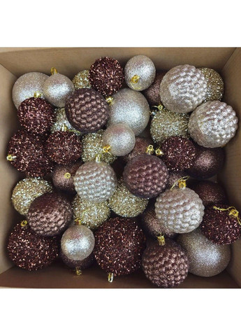 Набор новогодних шаров "Блеск" 40 шт. Подарочный набор елочных шаров Шарики на елку Цвет коричневой No Brand (363830293)
