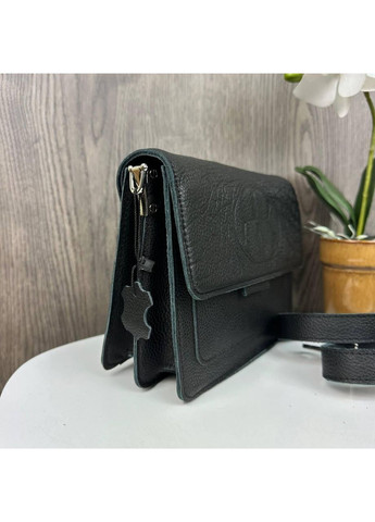 Жіноча міні сумочка клатч рептилія чорна на плече натуральна шкіра ProDobro (363221223)