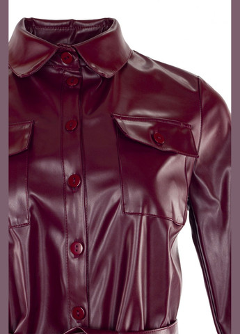 Бордова повсякденний сукня сафарі з шкіри (ll142280068) LadyLike