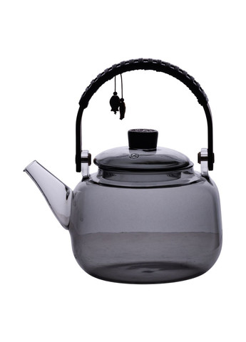 Заварник скляний для чаю 0.8 л Заварний чайник для заварювання з дерев'яною ручкою чорний HP-34-37 (A-034254) Yiwu (348432323)