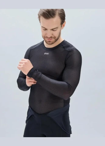 Термофутболка чоловіча велосипедна з довгим рукавом Essential ayer S Jersey, Uranium Black, POC (334669563)