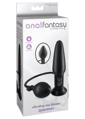 Анальная пробка с вибрацией и функцией накачки, черный Pipedream (303888773)