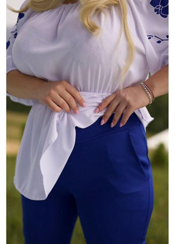 Костюм з блузою, з накатом, " ОРХІДЕЯ " мод ВДЖВ- 1031, білий+електрик, 56-58 No Brand (355469628)