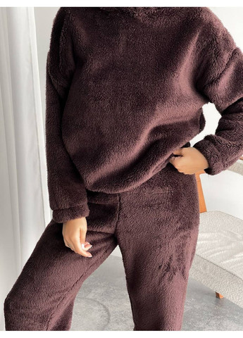 Темно-коричнева жіночий махровий домашній костюм Osoblyva
