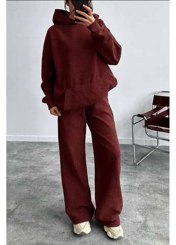 Теплий жіночий флісовий костюм із худі та широкими штанами No Brand (370434238)