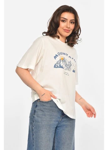 Футболка жіноча білого кольору з принтом Let's Shop - (400529177)