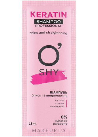 Шампунь «Блиск та випрямлення волосся» Keratin Professional Shampoo (пробник) 15ml (1148903-31020410) O'shy (368661306)
