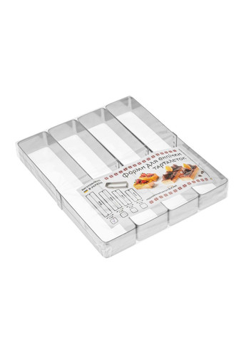 Металлические прямоугольные формочки порционные для эклеров пирожных и тарталеток 20х4х2.5 см (набор из 4 шт.) Master Class (362357544)