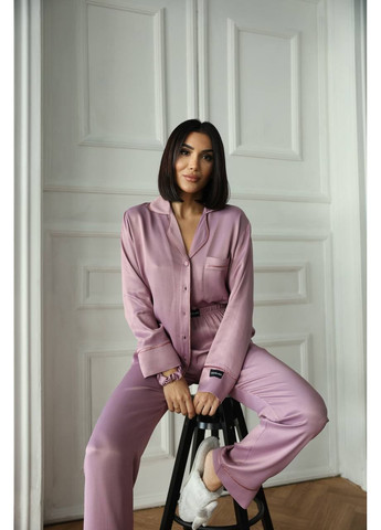Фіолетова всесезон жіноча піжама | фіолетова преміум сорочка + брюки Vital-Textile 1247
