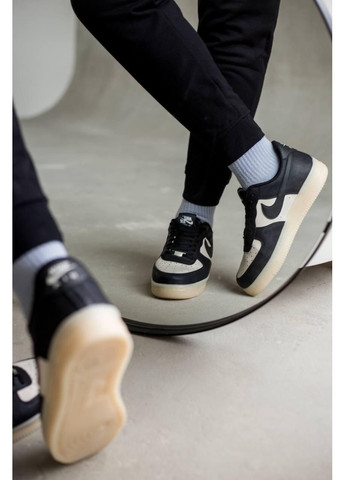 КРОССОВКИ ЖЕНСКИЕ NIKE AIR FORCE BLACK WHITE V2 НАЙК АИР ФОРС 1 ПРЕМИУМ No Brand чёрные демисезоны (369387471)