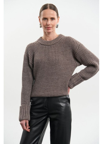 Коричневий демісезонний светр з хомутом з вовняної пряжі (2843) Triko Bakh