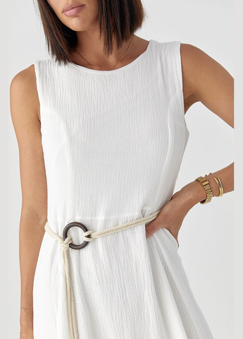 Молочное откровенный муслиновое платье с поясом - голубой цвет Lurex