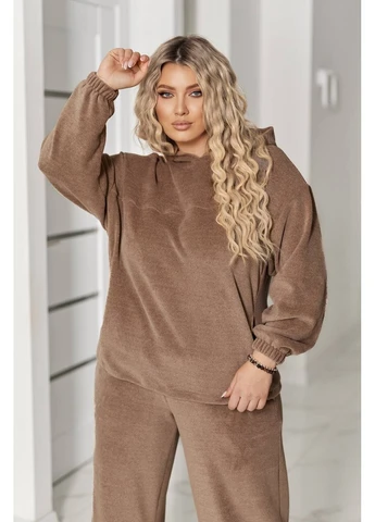 Женский бархатный костюм с худи и брюками No Brand Р5203-944 (373999677)
