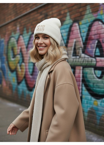 Шапка унісекс Urban подвійна з відворотом молочна (айворі) No Brand (366236748)