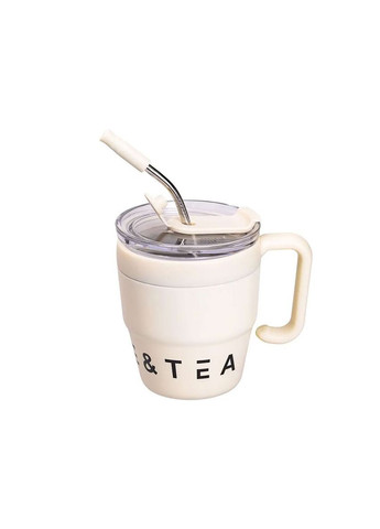 Термокружка Coffee & Tea 480 мл с трубочкой и двойным открыванием, белый Yiwu HP-14-23BE No Brand (363978507)