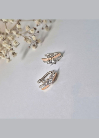 Срібні сережки з Білими каменями срібло 925 проби Родоване с золотою пластиною 1531с 2.80г No Brand (306742956)