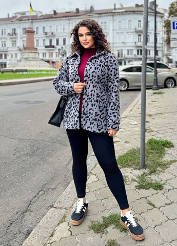 Серая повседневный, кэжуал рубашка леопардовый Modena с длинным рукавом