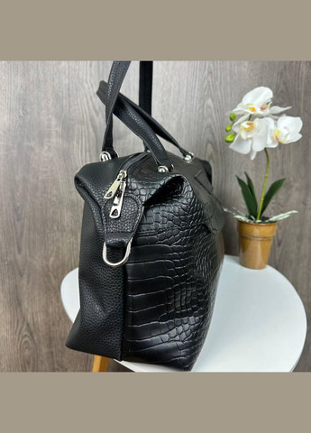 Жіноча міська сумка зміїна крокодил під рептилію Чорна матова No Brand (298996947)