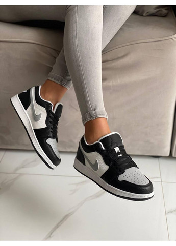 Серые демисезонные кроссовки мужские nike air jordan retro 1 low grey white black 3 найк аир джордан No Brand