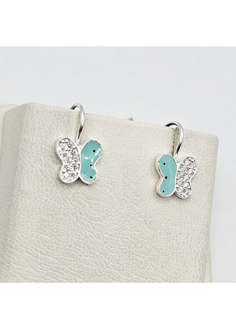 Сережки срібні з ювелірною емаллю "метелики" 1,5 г No Brand (369736793)