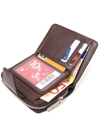 Красиве вертикальне портмоне для жінок з монетницею на блискавці з натуральної шкіри 21600 Коричневе Canpellini (298568670)