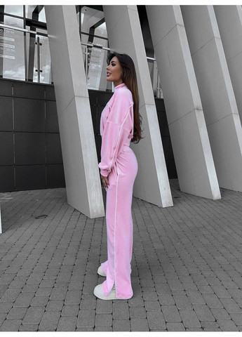 Жіночий велюровий костюм двійка: укорочена кофта на блискавці та брюки з високою посадкою MonCher (355801758)