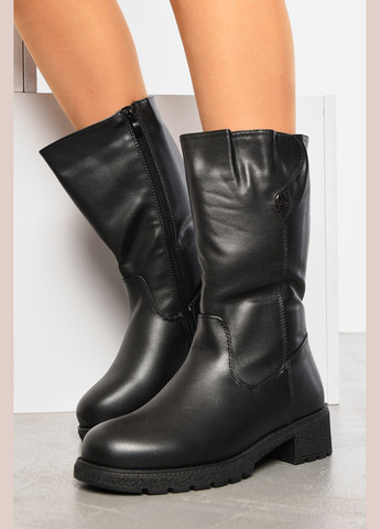 Зимние сапоги женские зимние на молнии черного цвета казаки Let's Shop