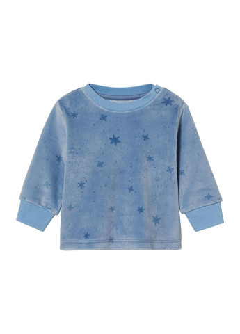 Блакитна зимня блакитна дитяча тепла велюрова піжама для хлопчиків (реглан + брюки) Lupilu