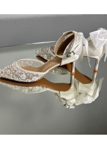 No Brand Свадебные туфли для невесты с бантами 8,5 см. белый з текстиль, — (351394488)