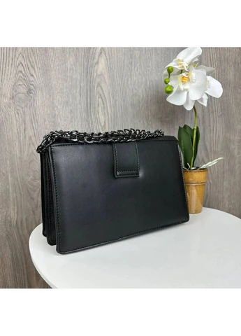 Жіноча міні сумочка клатч екошкіра 24х8,5х16 см чорна стьобана No Brand (398100654)