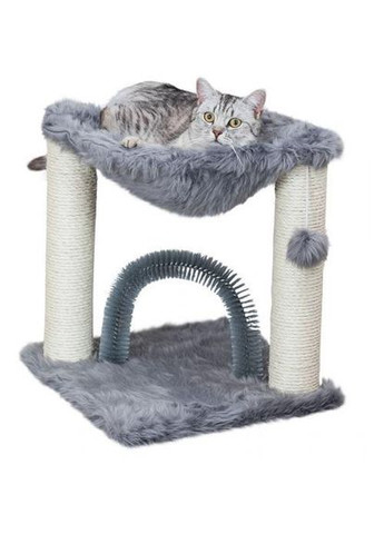 Дряпка Baza для котів, зі щіткою, сизаль/плюш, 41х41х50 см (сірий) Trixie (324625316)