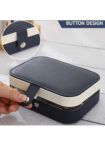 Шикарна портативна багатосекційна скринька-органайзер для ювелірних прикрас і біжутерії, синя з білою окантовкою No Brand (305570378)