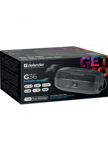 Портативна колонка Defender g36 5вт fm/microsd/usb black (268146838)