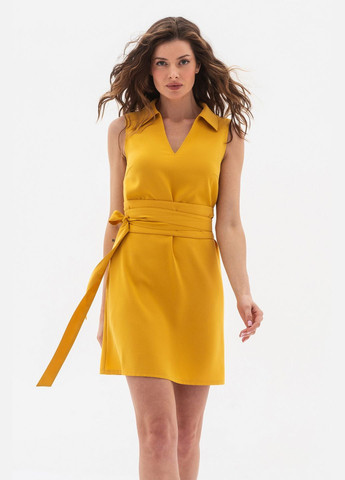 Гірчична ділова сукня Lesia однотонна