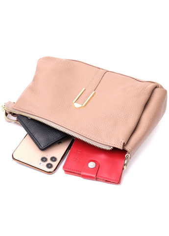 Оригинальная сумка через плечо из натуральной кожи бежевая 22289 Vintage (329195509)