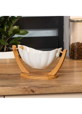 Фруктовница Yiwu керамическая на бамбуковой подставке 33*14*16 см HP1238 No Brand (351361376)