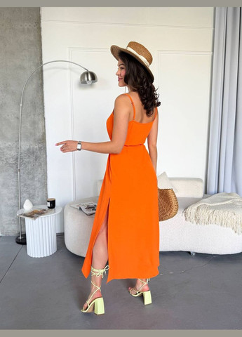 Светло-оранжевое платье-сарафан No Brand